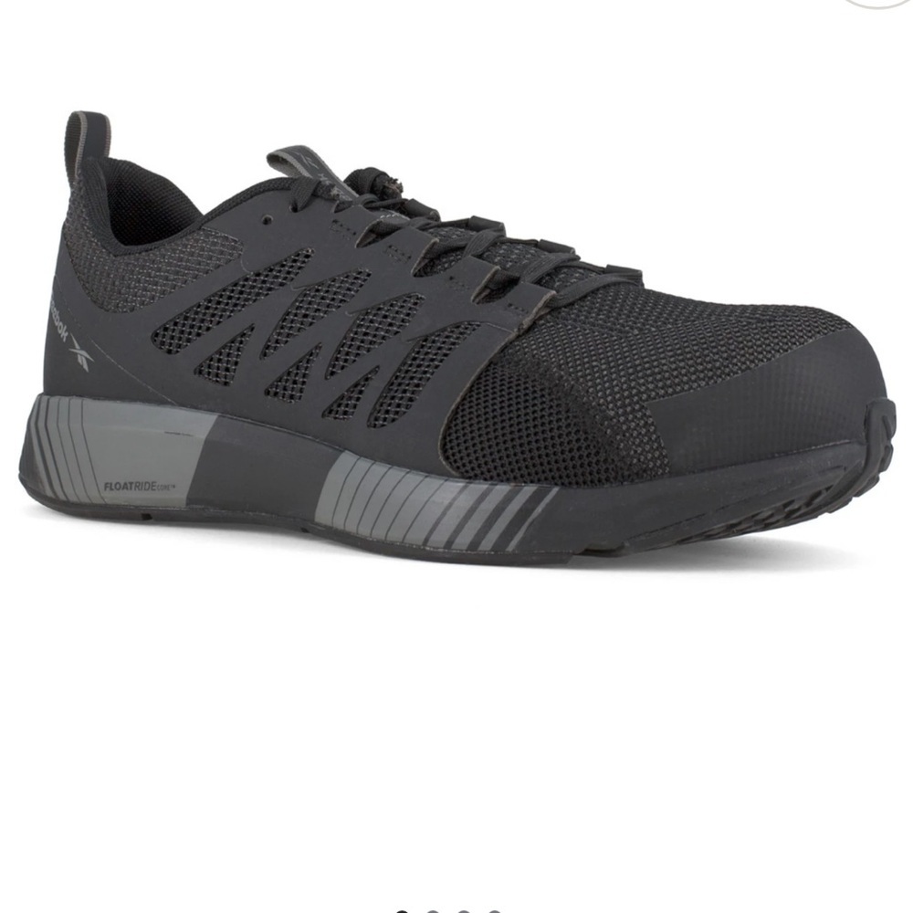 Reebok Work Fusion Black Gray Flexweave Men's Composite Toe Shoes Size 7.5W